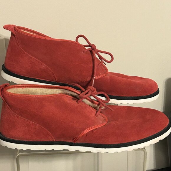 Mens UGG Size 16 Red Suede Maksim Fully Wool Lined Chukka Ankle Boots